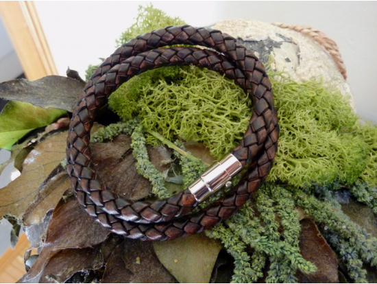 Armband Leder braun 2-reihig