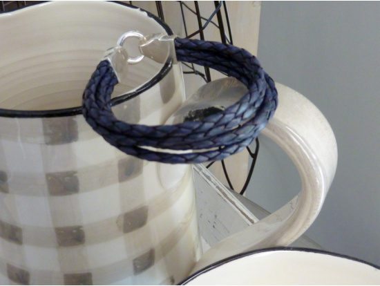 Lederarmband dunkelblau, 5-reihig