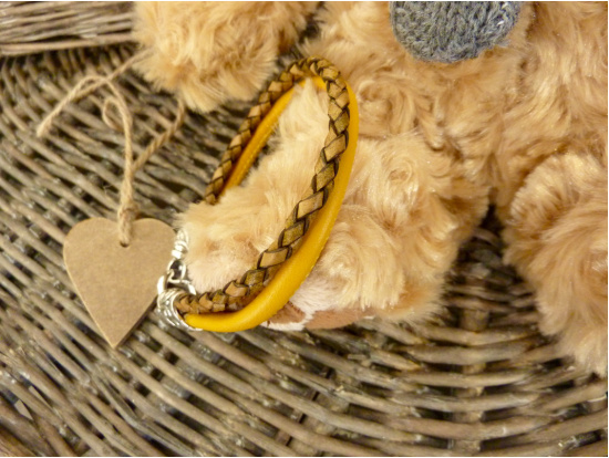 Senfgelbes Leder-Armband 2-reihig