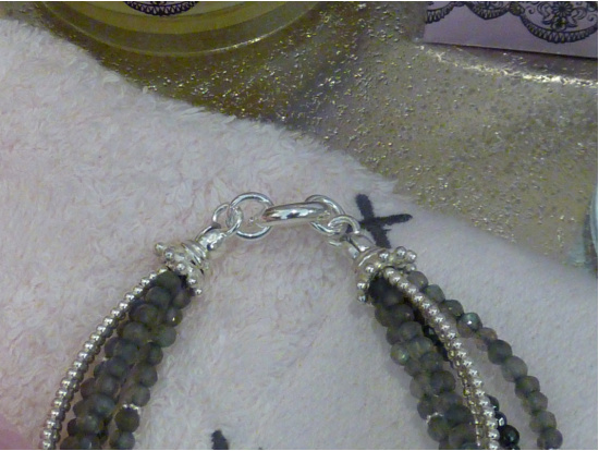 Labradorit/Hämatit/Silber-Armband, 6-reihig
