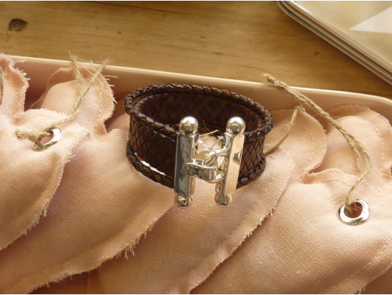 Leder-Armband braun, extrabreit, Schnallenverschluss