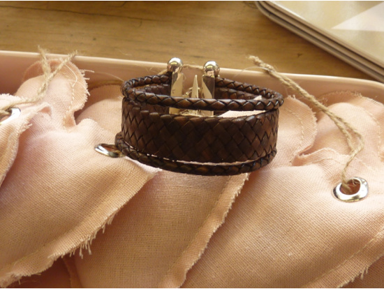 Leder-Armband braun, extrabreit, Schnallenverschluss