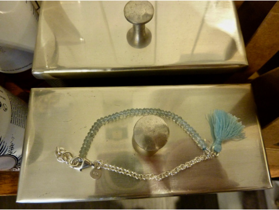Aquamarine-Armband mit Silber und Zötteli