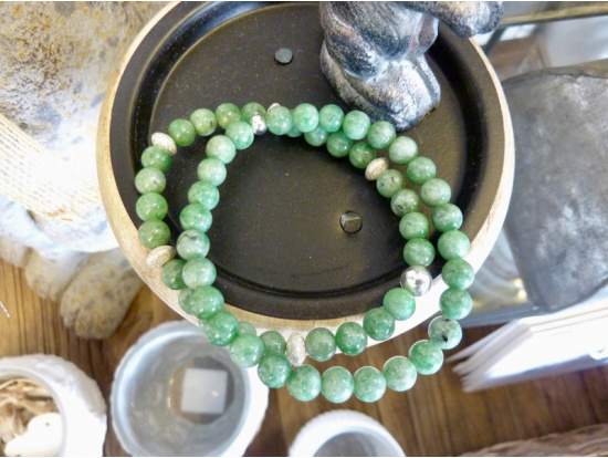 Jade-Armband, 6mmm mit Silberteilen