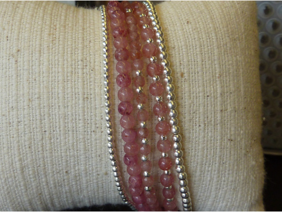 Muskovit-Armband, 5-reihig, mit Silber kombiniert