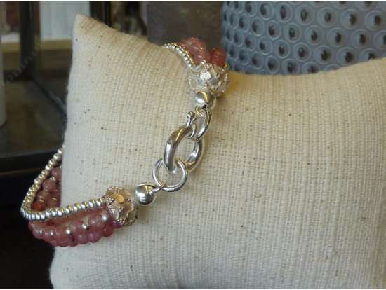 Muskovit-Armband, 5-reihig, mit Silber kombiniert