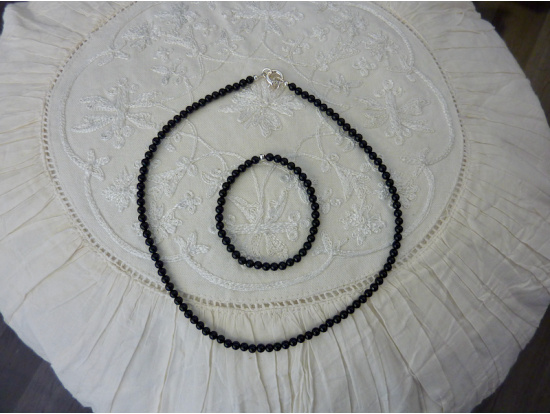 Onyx-Kette kurz, 4mm Kugeln